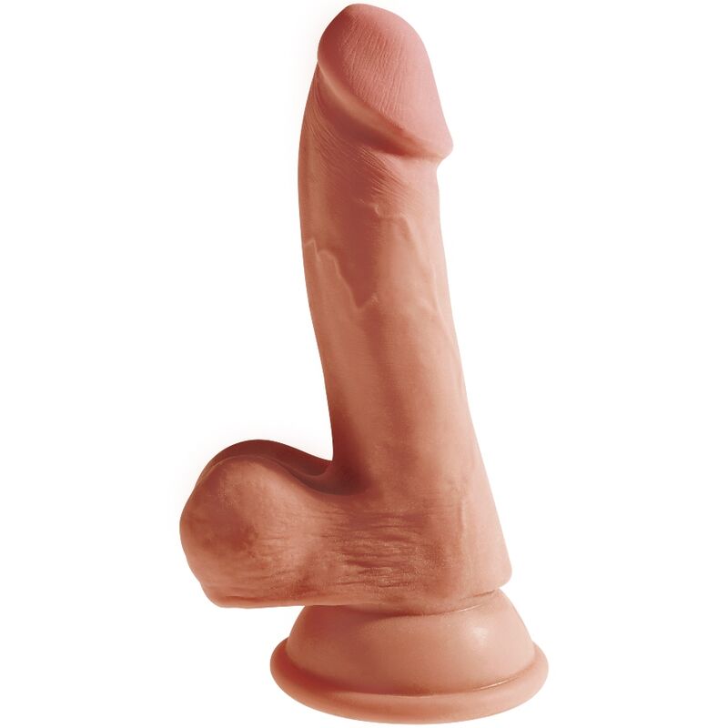 Dildo 3D con sfera da 17 cm del marchio KING COCK PLUS, dettagli realistici e design innovativo, in un'immagine chiara.