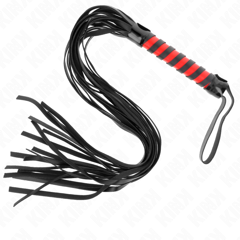 Frusta rigata lunga 70 cm della marca KINK IMPACT & TOUCH, in morbido materiale, mostrata in un'immagine dettagliata