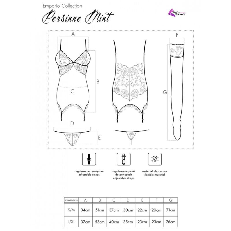 Set lingerie LIVCO CORSETTI FASHION Persinne con corsetto, slip e calze, elegante e sensuale, per look raffinato e femminile.