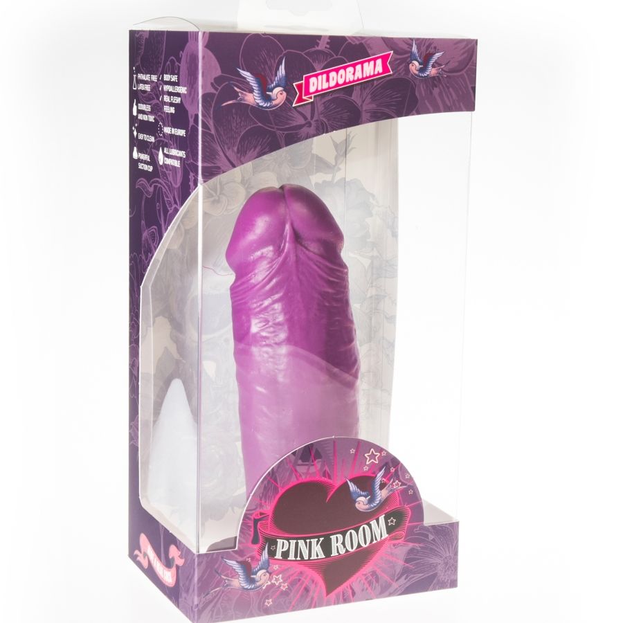 Dildo realistico viola PINK ROOM DAEL da 18,5 cm con dettagli realistici e texture morbida, ideale per il piacere personale.