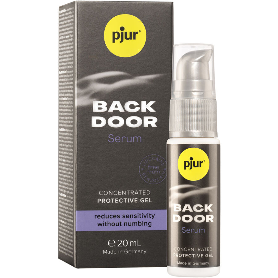 Siero protettivo anale PJUR Back Door in flacone da 20 ml, con applicatore per cura e protezione delicata.