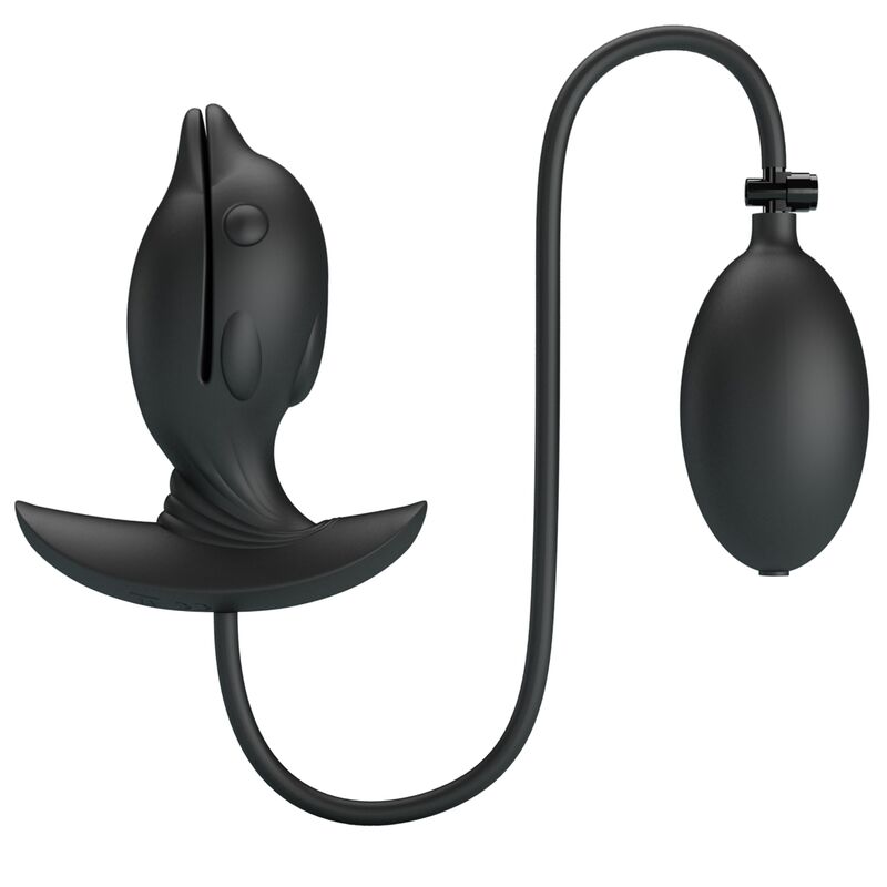 Plug anale Delfin gonfiabile e ricaricabile di PRETTY LOVE BOTTOM, dispositivo di stimolazione anale in silicone blu.