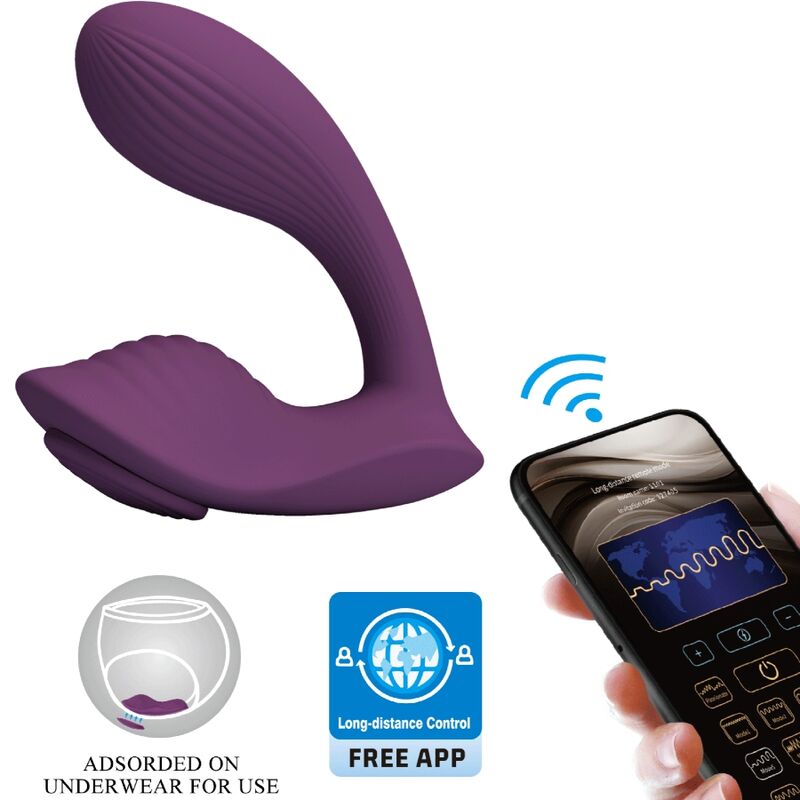 Massaggiatore e vibratore Pretty Love Franz di colore viola con controllo tramite app, mostrato in primo piano.