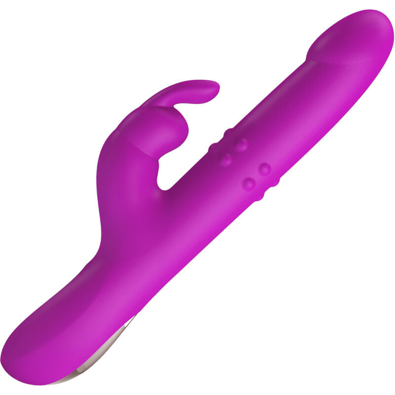 Vibratore Pretty Love Reese con rotazione, colore viola, design ergonomico e dettagli realistici, ideale per stimolazione.