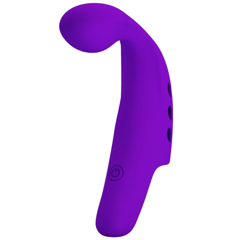Vibratore da dita ricaricabile PRETTY LOVE Gorgon viola, piccolo e cordless, con design ergonomico e superficie liscia.