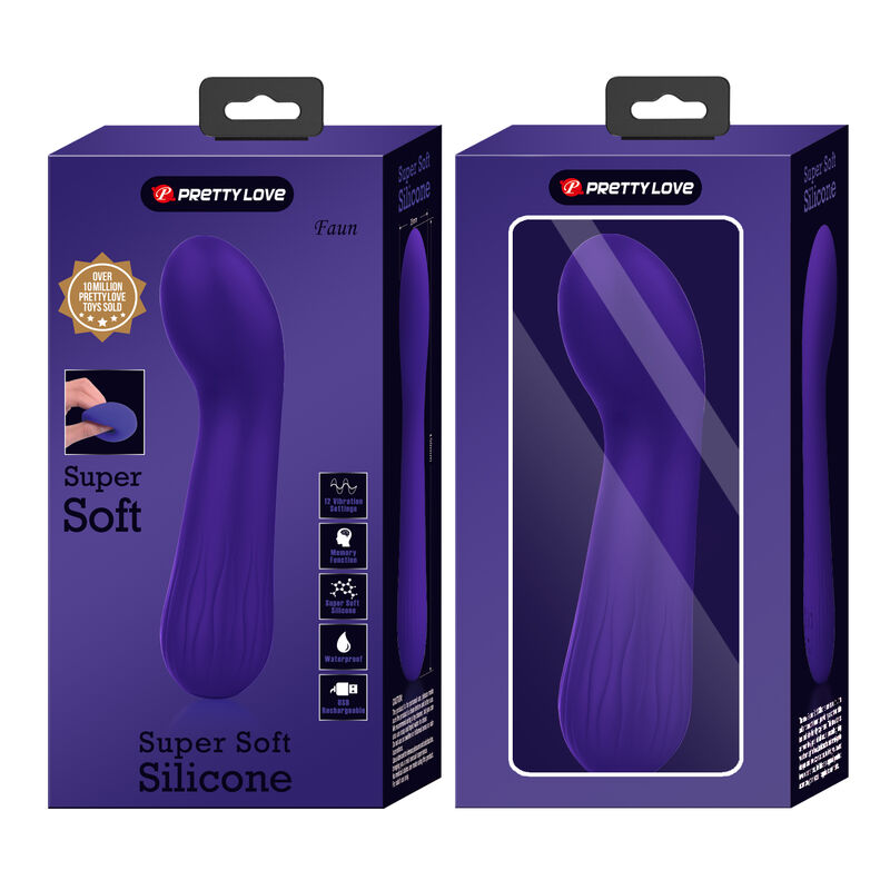 Vibratore ricaricabile Pretty Love Faun Viola con design elegante e dettagli colorati, ideale per stimolazione personale.