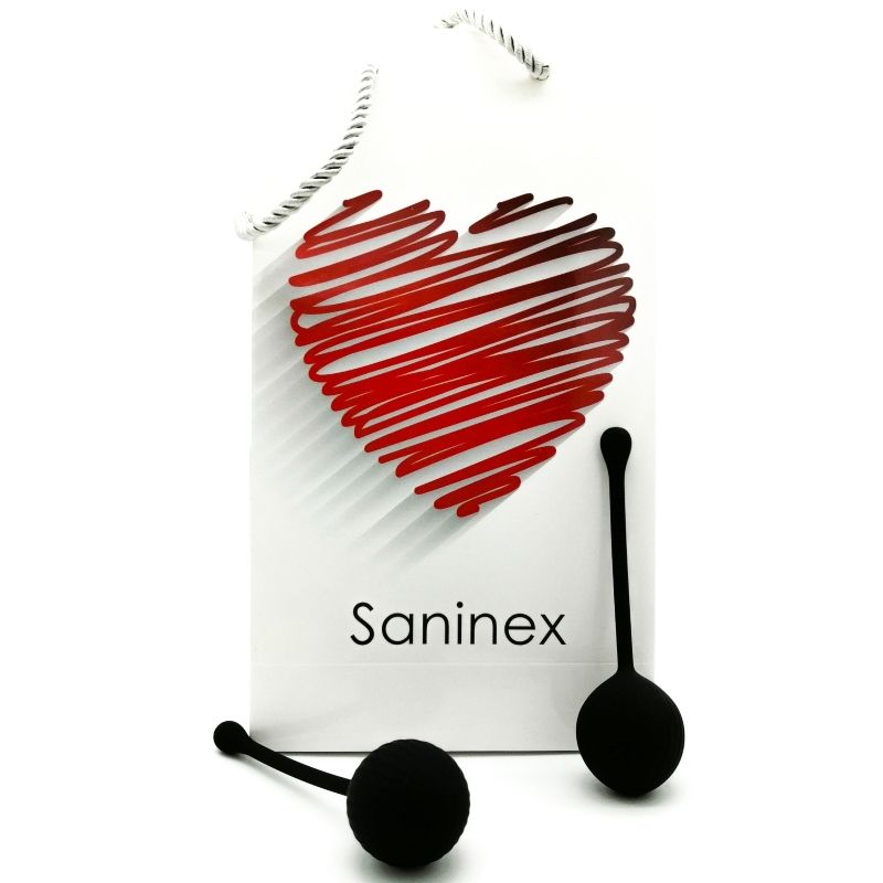 Palla nera intelligente SANINEX SEXTOYS, dispositivo di piacere con design moderno e tecnologia avanzata, visibile in questa immagine.