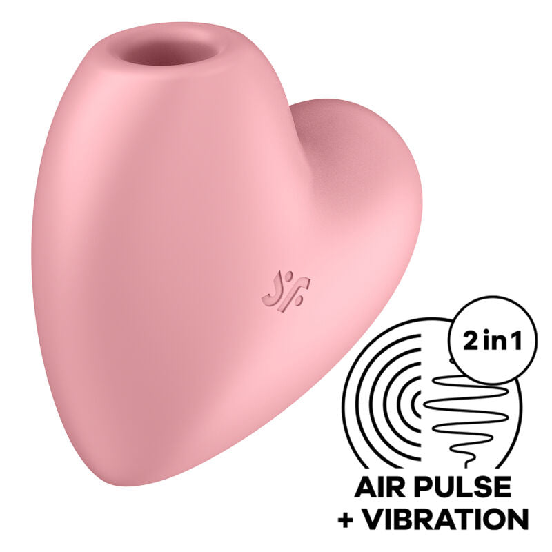 Stimolatore e vibratore a impulsi d'aria SATISFYER Cutie Heart, modello blu, con design a cuore e tecnologia Air Pulse.