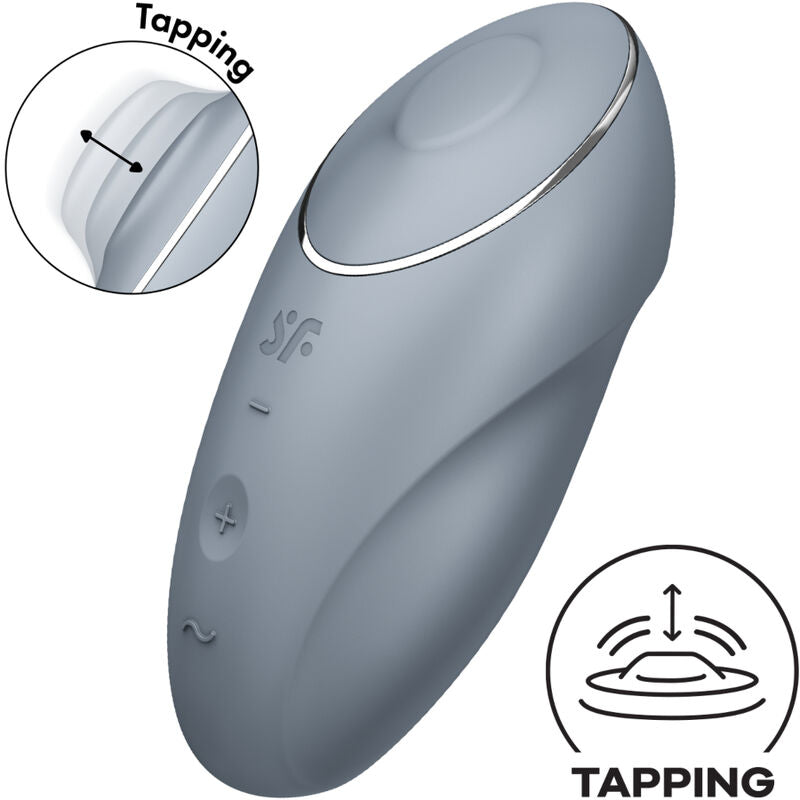 Vibratore lay-on rosso SATISFYER TAP & CLIMAX 1 con design ergonomico, ideale per stimolazione esterna e sensuale.
