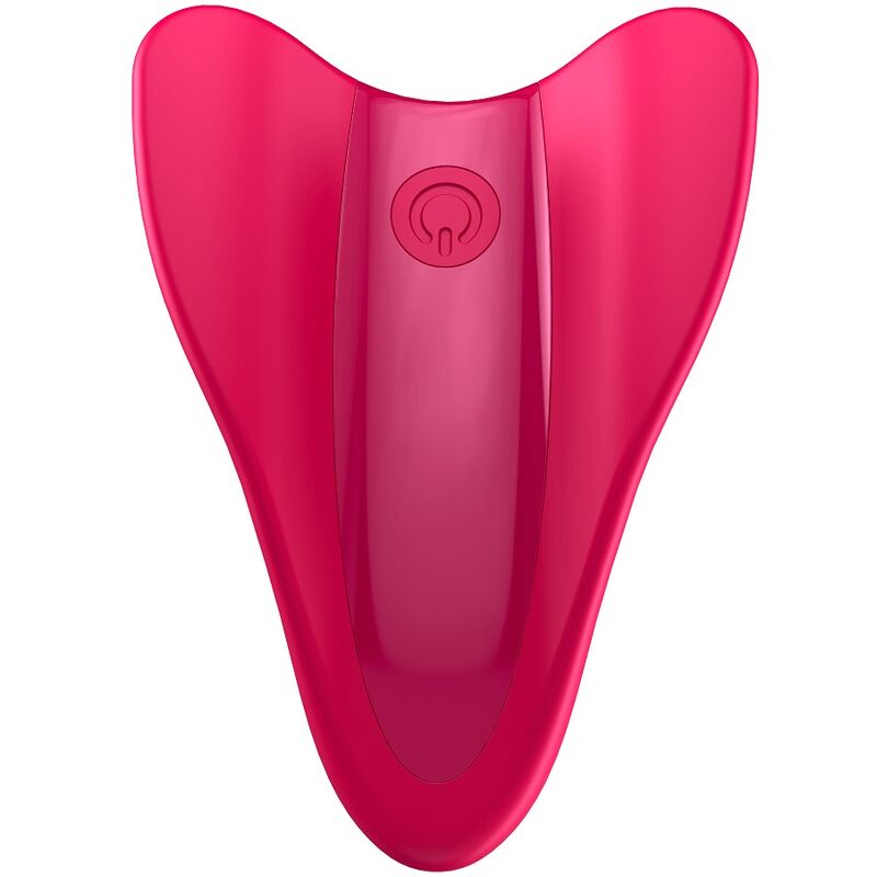 Vibratore high fly finger SATISFYER di colore fucsia, design compatto e ergonomico per stimolazione precisa e rilassante.