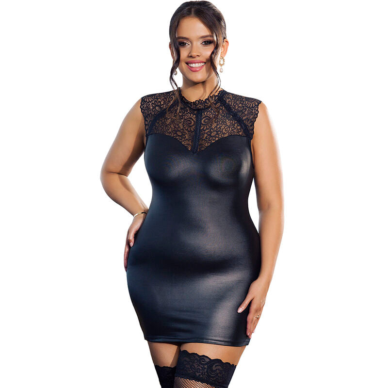 Abito sexy in pelle nero di SUBBLIME DRESSES, taglia S/M, con taglio aderente e dettagli eleganti.
