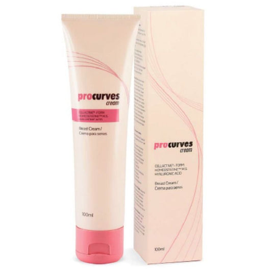 Crema 500COSMETICS Procurves per rassodare e aumentare il seno, con confezione e tubo visibili in primo piano.