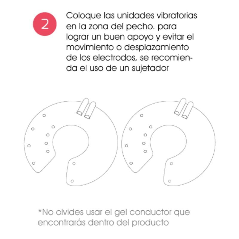 Dispositivo di elettrostimolazione per aumento del seno del marchio 500COSMETICS, con display e elettrodi in evidenza.