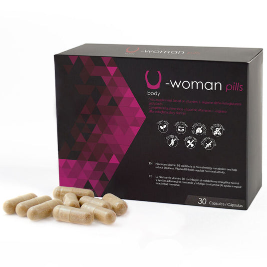 Capsule di 500 COSMETICS U-WOMAN per aumentare la libido femminile, confezione da 30 capsule, prodotto naturale e integratore alimentare.