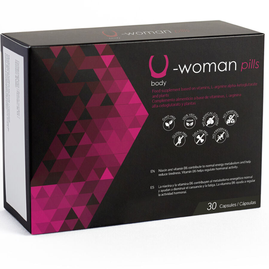 Capsule di 500 COSMETICS U-WOMAN, integratore naturale per aumentare la libido femminile, confezione da 30 capsule.