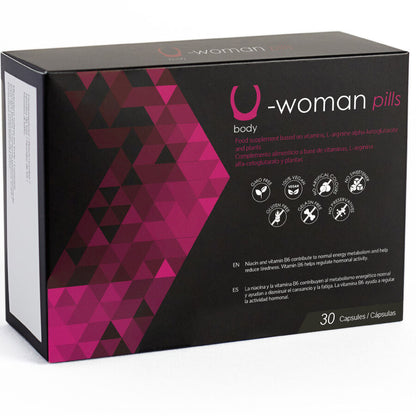 Capsule di 500 COSMETICS U-WOMAN, integratore naturale per aumentare la libido femminile, confezione da 30 capsule.