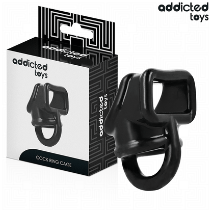 Anello per gabbia peniena ADDICTED TOYS in silicone nero, con design regolabile e sicuro per la stimolazione.
