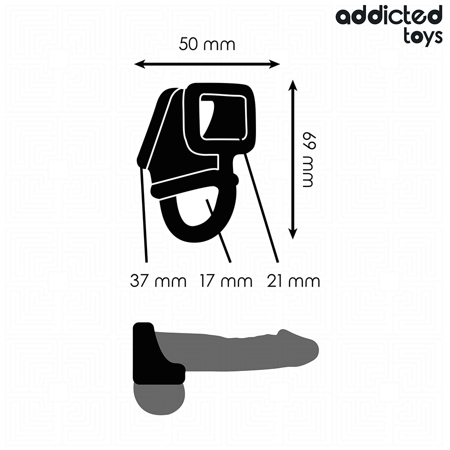 Anello per gabbia per pene ADDICTED TOYS, in silicone nero, con design ergonomico per stimolazione e comfort.