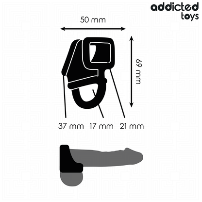 Anello per gabbia per pene ADDICTED TOYS, in silicone nero, con design ergonomico per stimolazione e comfort.