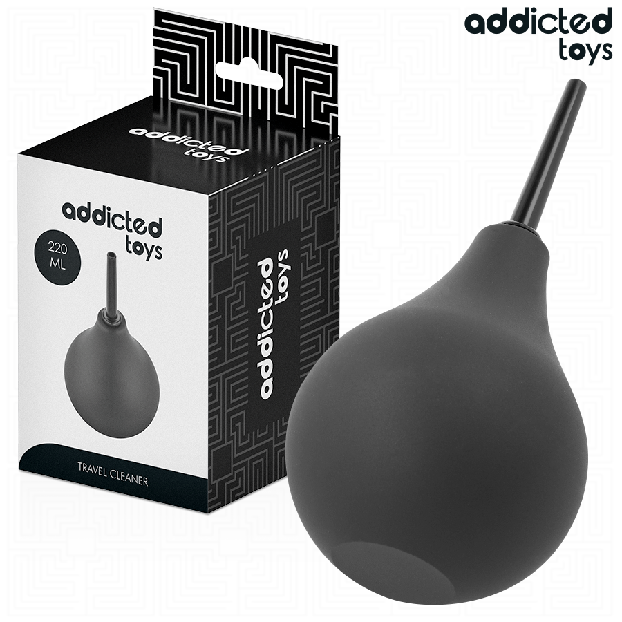 Detergente anale da viaggio ADDICTED TOYS, formato L da 220 ml, bottiglia con etichetta colorata e tappo a vite.