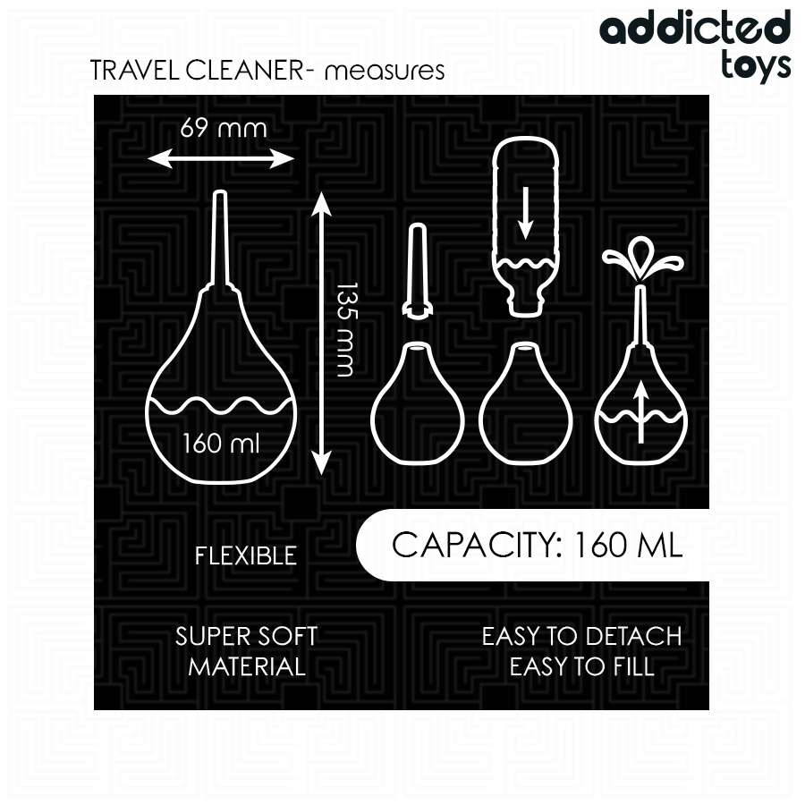 Detergente anale da viaggio ADDICTED TOYS, confezione da 160 ml, morbido e pratico per la pulizia intima.