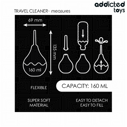 Detergente anale da viaggio ADDICTED TOYS, confezione da 160 ml, morbido e pratico per la pulizia intima.