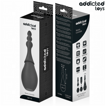 Detergente da viaggio modello 4 di ADDICTED TOYS, piccolo e pratico, ideale per l'igiene in movimento, in confezione compatta.