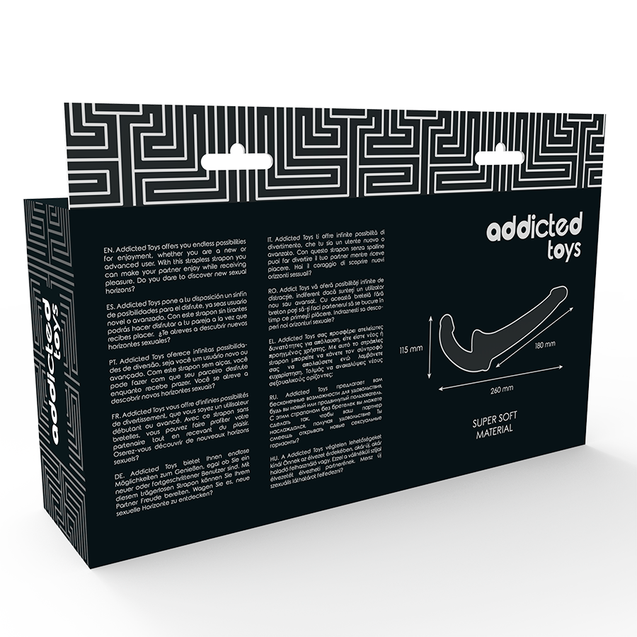 Dildo nero ADDICTED TOYS con RNA S senza sottomissione, realistico e dettagliato, per uso erotico e stimolante.