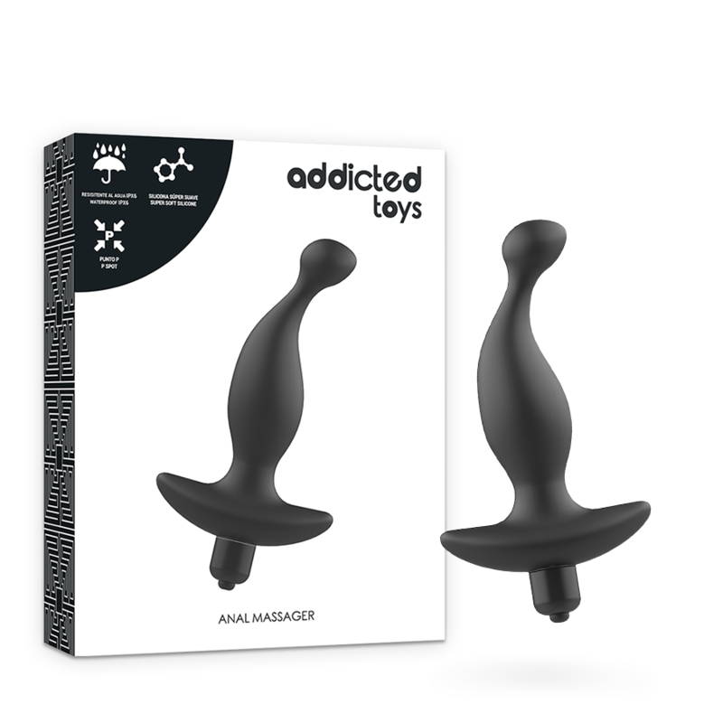 Massaggiatore anale con vibrazione ADDICTED TOYS, modello nero, mostrato in immagine, con design ergonomico e funzionalità di vibrazione