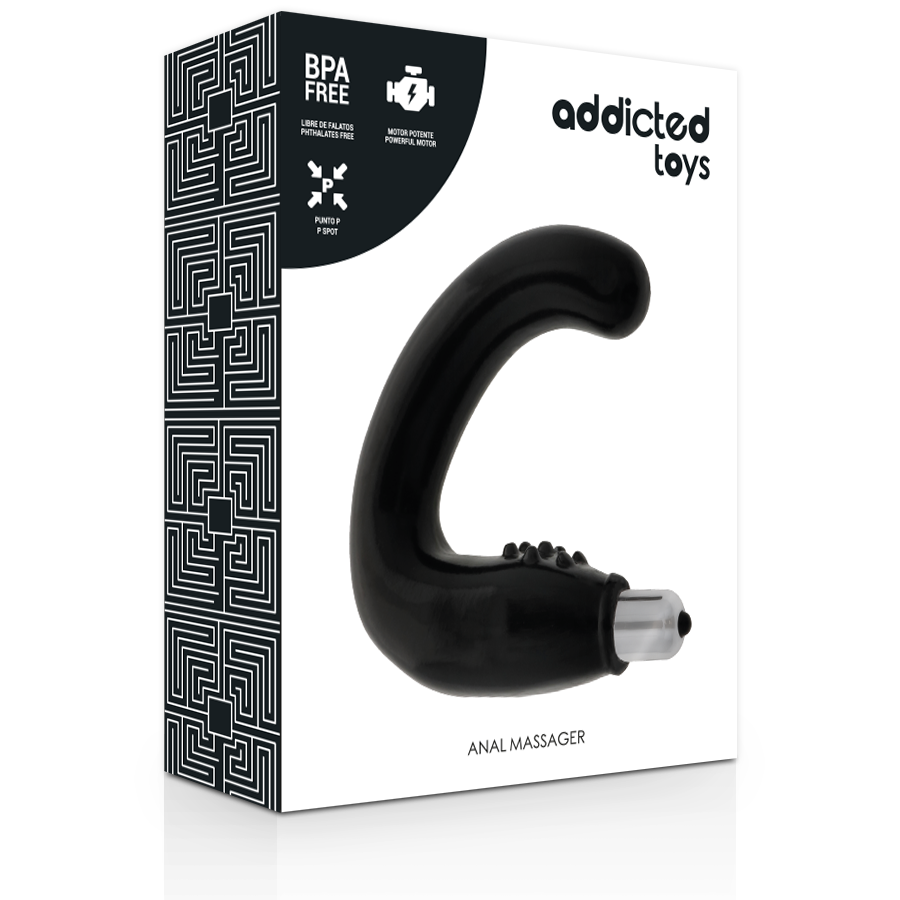Massaggiatore anale nero ADDICTED TOYS in silicone, con design ergonomico e dettagli realistici per piacere e stimolazione.