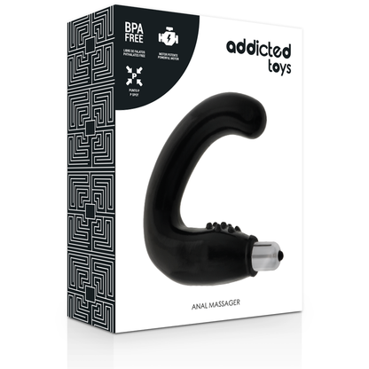 Massaggiatore anale nero ADDICTED TOYS in silicone, con design ergonomico e dettagli realistici per piacere e stimolazione.