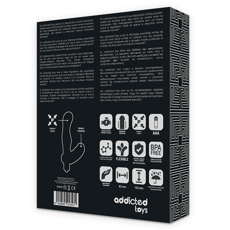 Stimolatore anale della prostata ADDICTED TOYS P-SPOT VIBE in silicone, con forma ergonomica e superficie liscia per piacere anale.