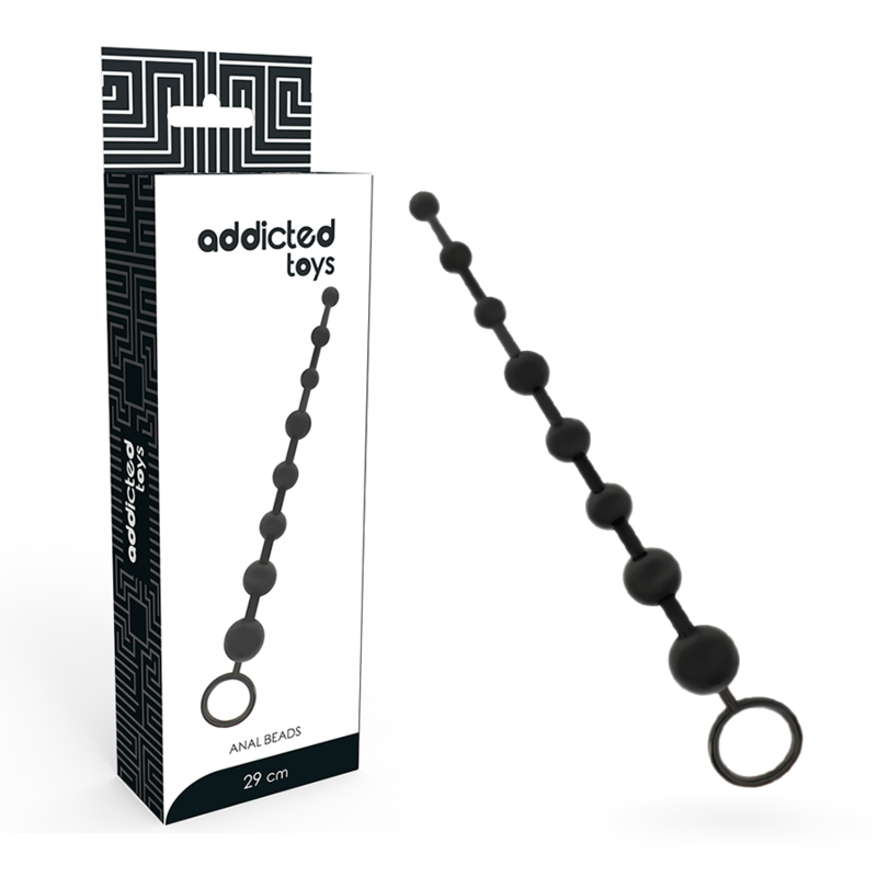Perline anali nere di ADDICTED TOYS, dildo lungo 29 cm con superficie liscia e dettagli realistici.
