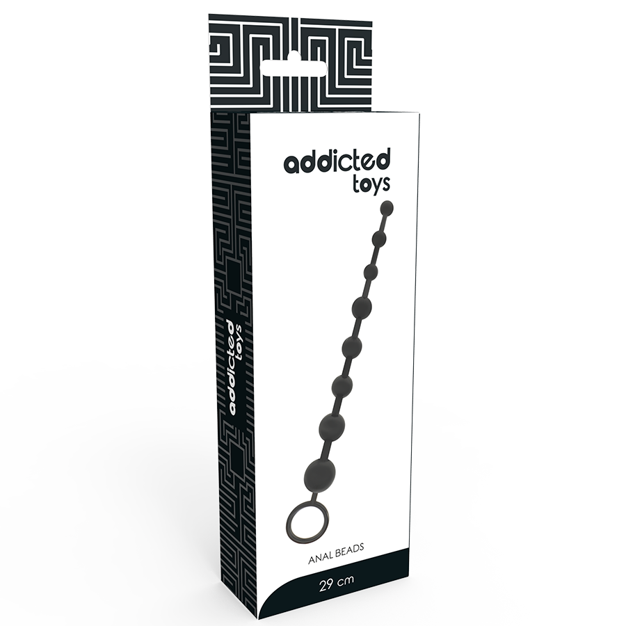 Perline anali nero di ADDICTED TOYS, oggetto di circa 29 cm, con superficie liscia e design realistico per uso anale.