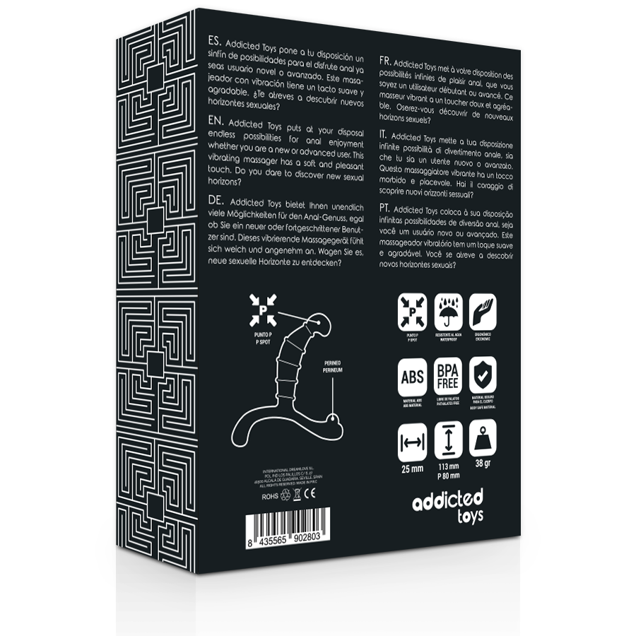 Inserto anale nero ADDICTED TOYS per piacere prostatico, con superficie liscia e design ergonomico.
