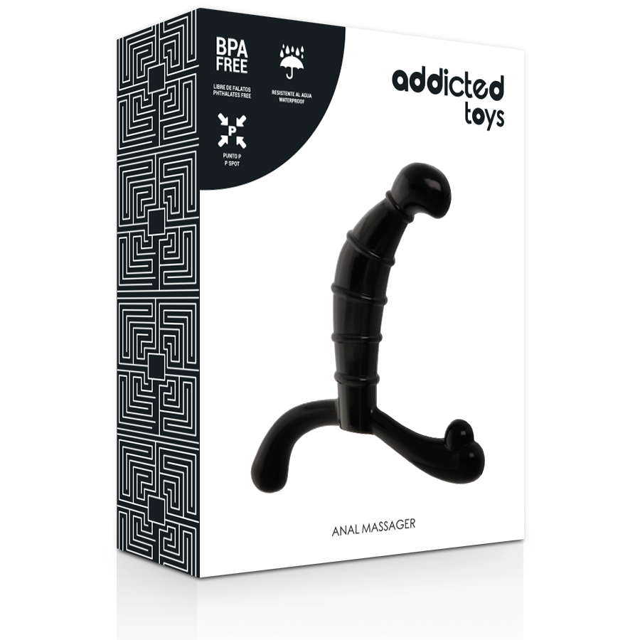 Stimolatore anale nero della prostata ADDICTED TOYS, dispositivo per il piacere anale maschile, con design ergonomico e materiale sicuro