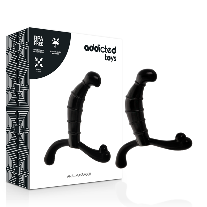 Strumento per il piacere anale della prostata nero di ADDICTED TOYS, in silicone con forma ergonomica e dettagli realistici.
