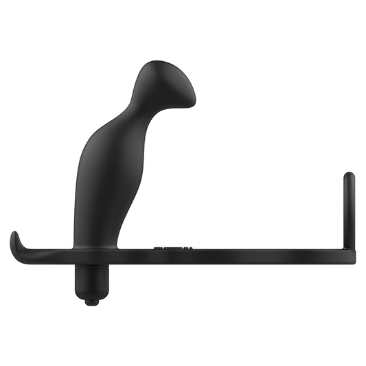 Plug anale con anello in silicone nero, 12 cm, marca ADDICTED TOYS, mostra la forma e il design del prodotto.