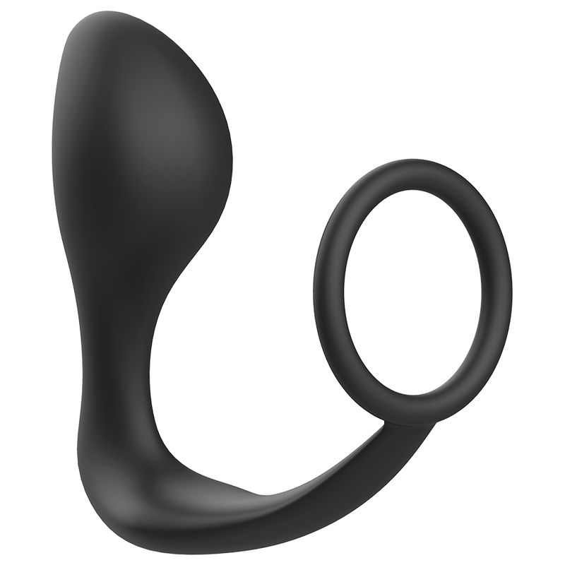 Plug anale con anello in silicone nero di ADDICTED TOYS, morbido e flessibile, ideale per uso personale e stimolante.