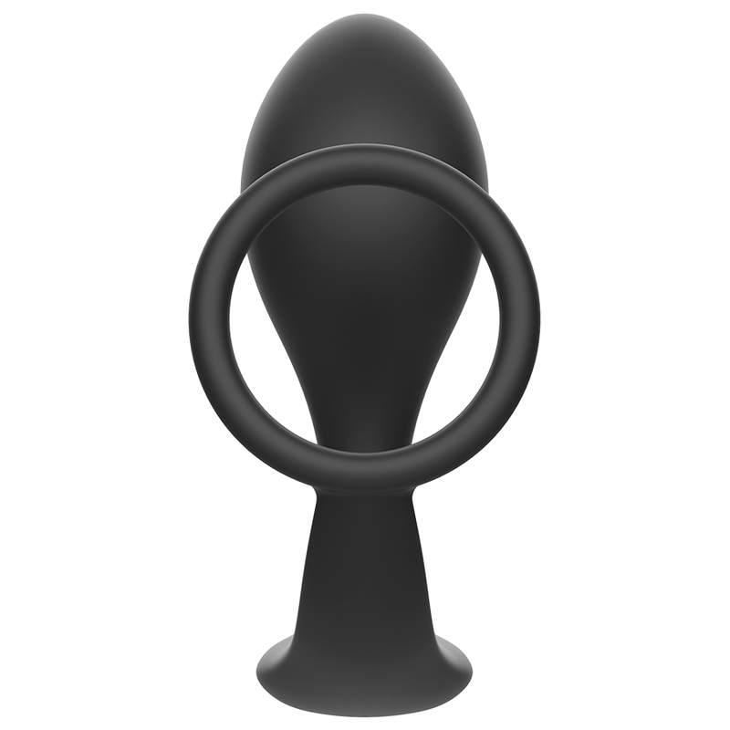Parafango anale con anello in silicone nero di ADDICTED TOYS, superficie liscia e flessibile, ideale per uso intimo.