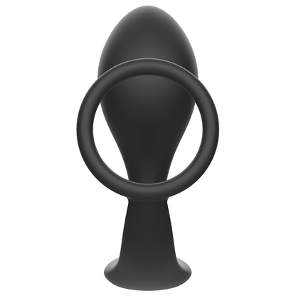 Parafango anale con anello in silicone nero di ADDICTED TOYS, superficie liscia e flessibile, ideale per uso intimo.