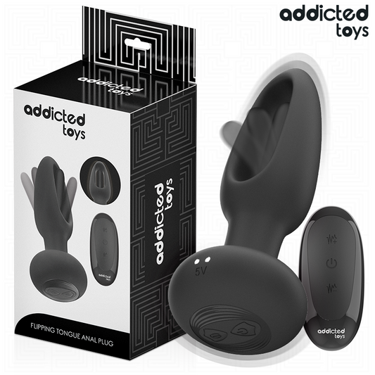 Plug anale con lingua vibrante e telecomando di ADDICTED TOYS, silicone morbido e design dettagliato, ideale per piacere e stimolazione.
