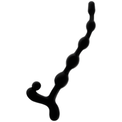 Sfera anale nera da 22 cm della marca ADDICTED TOYS, superficie liscia e dimensioni evidenti in primo piano