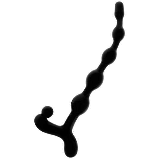 Sfera anale nera da 22 cm della marca ADDICTED TOYS, superficie liscia e dimensioni evidenti in primo piano