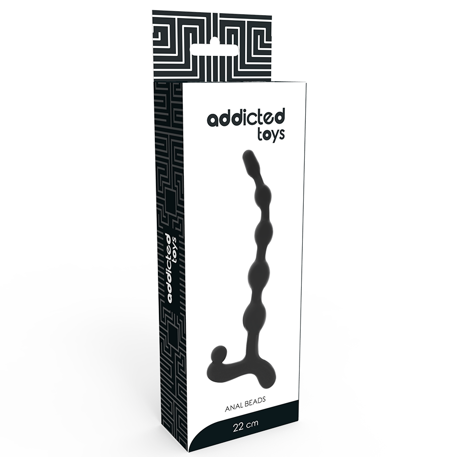 Sfera anale nera di 22 cm della marca ADDICTED TOYS, con superficie liscia e design realistico per uso intimo.