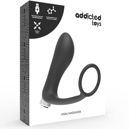 Vibratore prostatico ricaricabile ADDICTED TOYS modello 1 nero, con forma ergonomica e dettagli di alta qualità.
