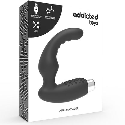 Vibratore prostatico ricaricabile ADDICTED TOYS Modello 2 di colore nero, con design ergonomico e superficie liscia.