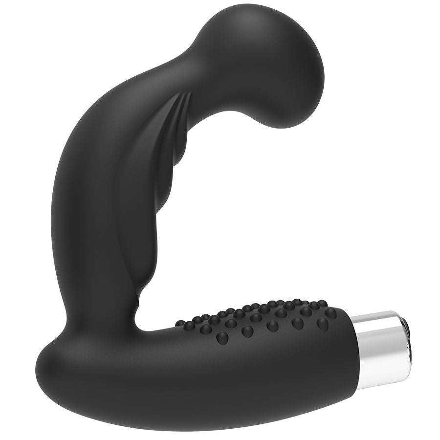 Vibratore prostatico ricaricabile ADDICTED TOYS Modello 3 di colore nero, dettagli in silicone e design ergonomico.