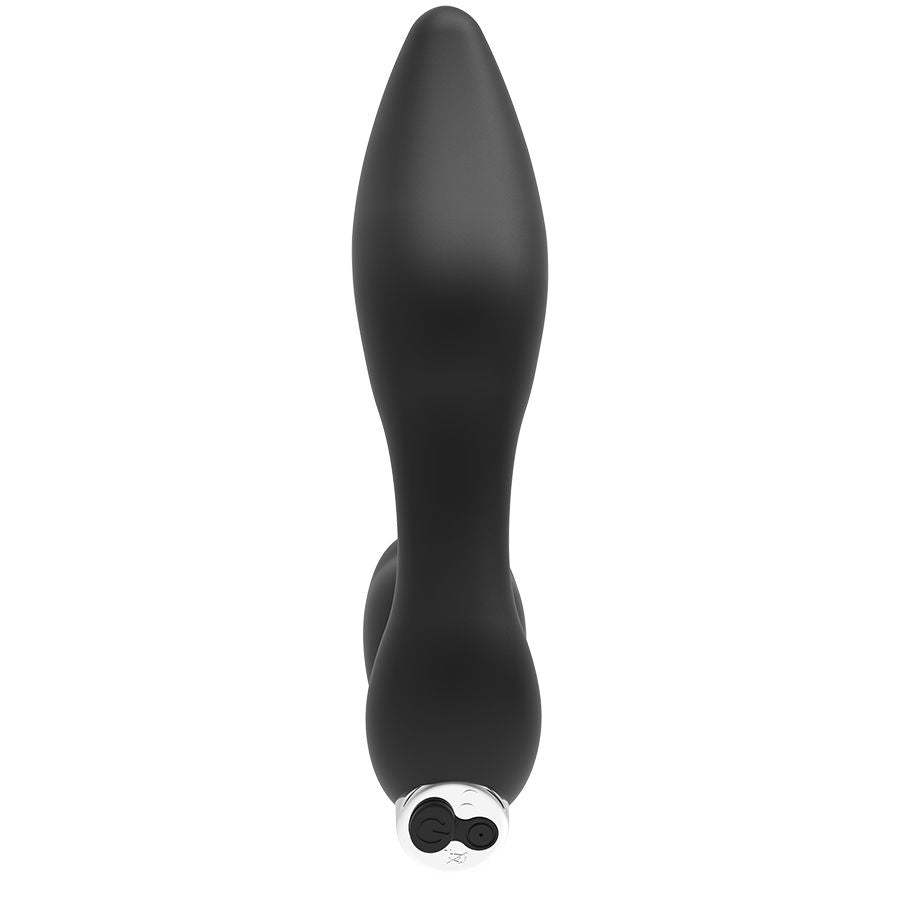 Vibratore prostatico ricaricabile ADDICTED TOYS Modello 6 nero, con design ergonomico e superficie liscia.
