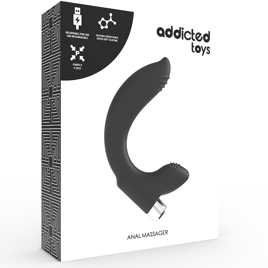Vibratore prostatico ricaricabile ADDICTED TOYS Modello 7 nero, con design ergonomico e superficie liscia.